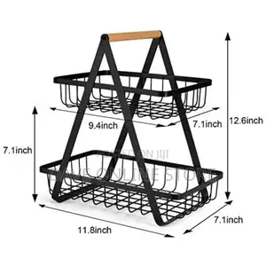 2-Tier Countertop Fruit Basket Bowl Bread Basket Holder