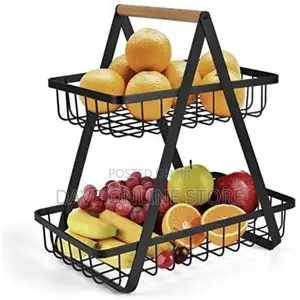 2-Tier Countertop Fruit Basket Bowl Bread Basket Holder