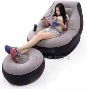 Intex Inflatable Flocking Air Chair With Footrest and Pump-
