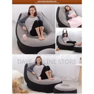 Intex Inflatable Flocking Air Chair With Footrest and Pump-
