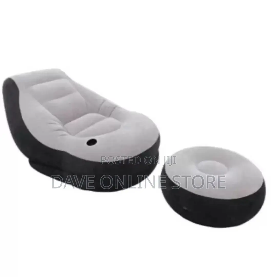 Intex Inflatable Flocking Air Chair With Footrest and Pump-