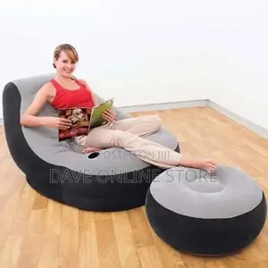 Intex Inflatable Flocking Air Chair With Footrest and Pump-