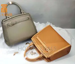Ladies Designer Handbag-Brown/Grey