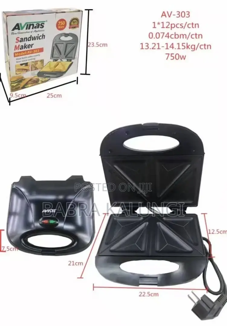 Avinas 2 Slice Sandwich Maker With Non Stick Plate