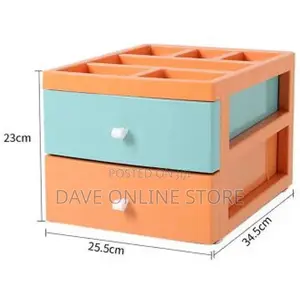 2 Tier Drawer Mini Storage Unit Tower Makeup Box Organizer