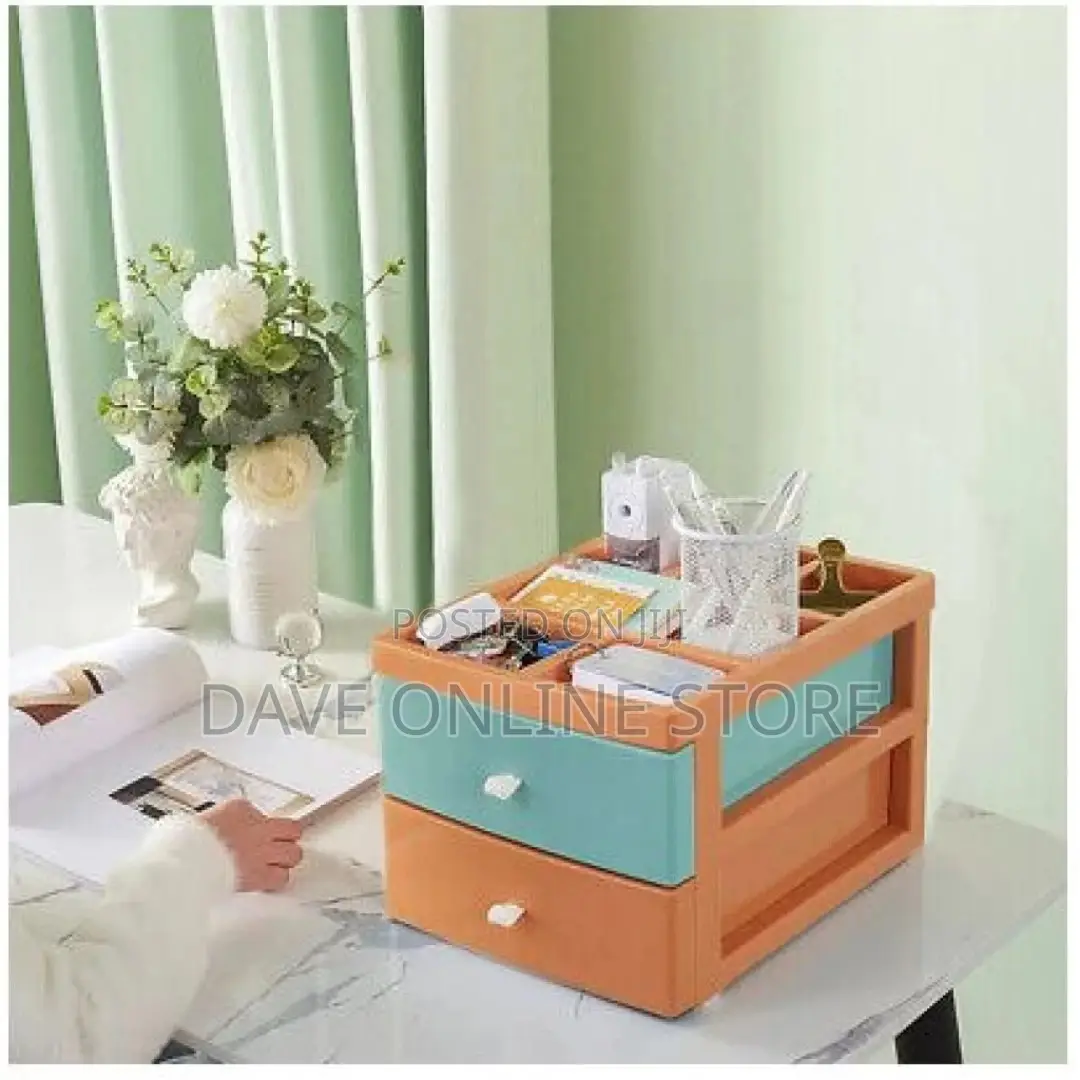 2 Tier Drawer Mini Storage Unit Tower Makeup Box Organizer
