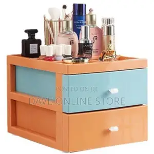 2 Tier Drawer Mini Storage Unit Tower Makeup Box Organizer