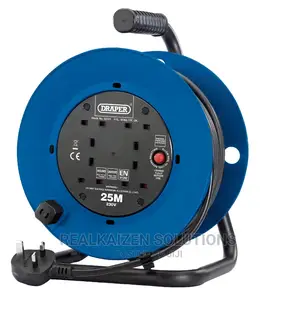 UK DRAPER 2.5mm 4-Way Socket Industrial 230V Cable Reel 25m