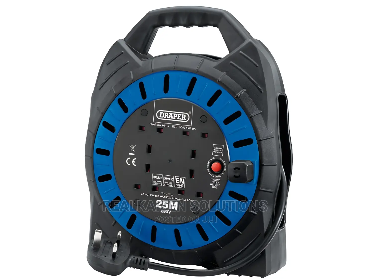UK DRAPER Expert 1.25mm 4-Way Socket Cable Reel 25m