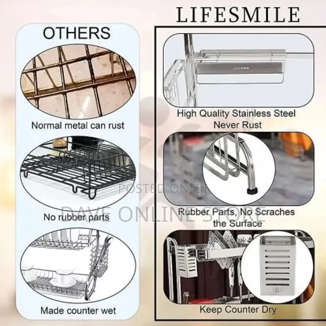 Over Sink Dish Drying Rack, 2 Tier Stainless Steel Rack