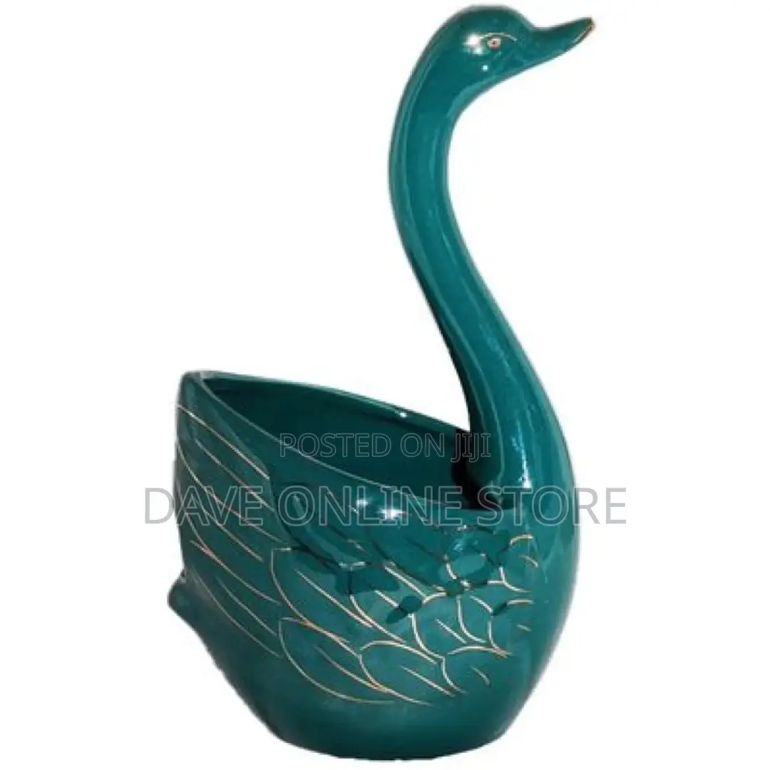 Ceramic Swan Fork, Spoon Cutlery Stand Holder – Green