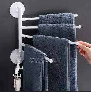 Wall Mount Towel Holder Swing Out Rack 5-Bar Hanger Stand