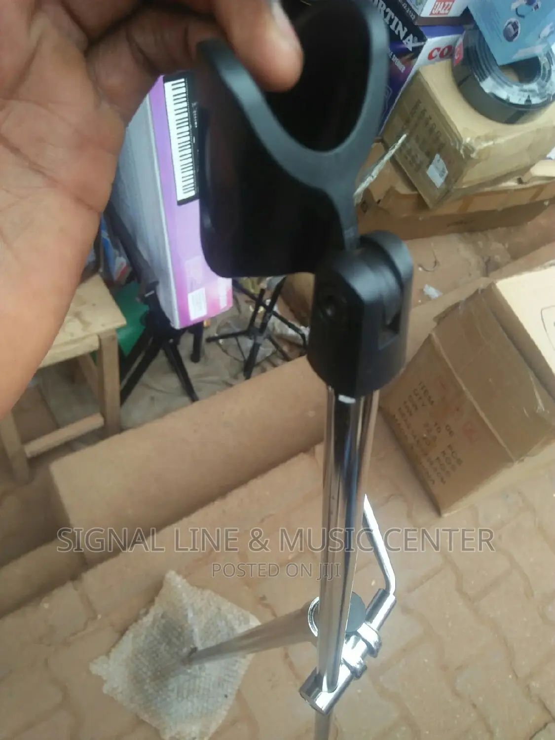 Microphone Stand Meatal Seliver Plat Beam Down