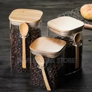 3PC Square Airtight Storage Pantry Food Glass Jars