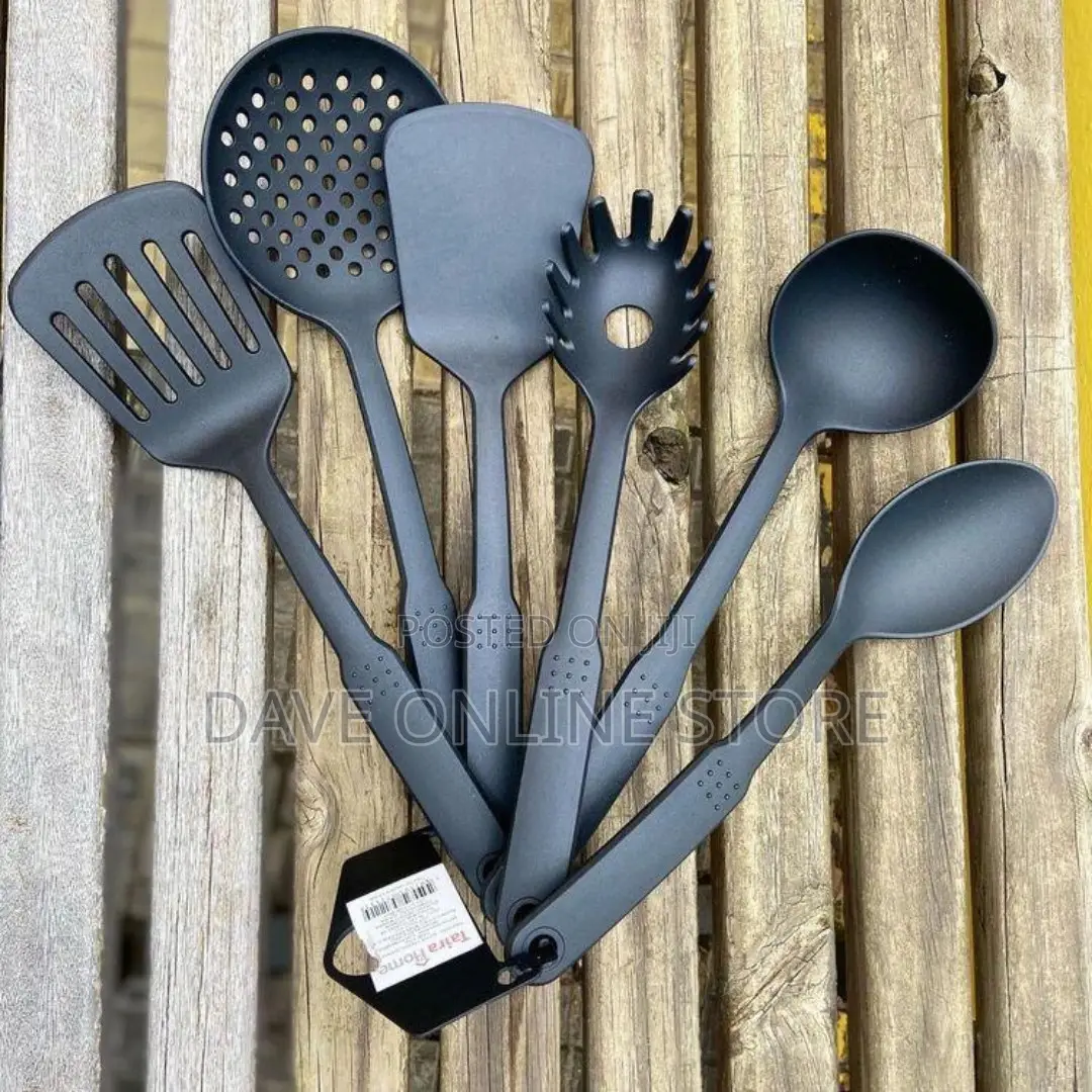 6-Piece Plastic Kitchen Cooking Utensils (Black)