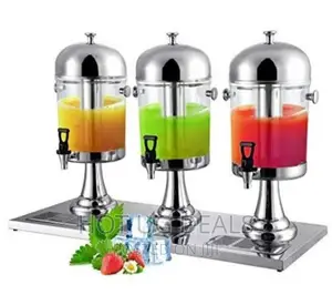 24L Triple Water Tank Jug, Juice Dispenser- Silver