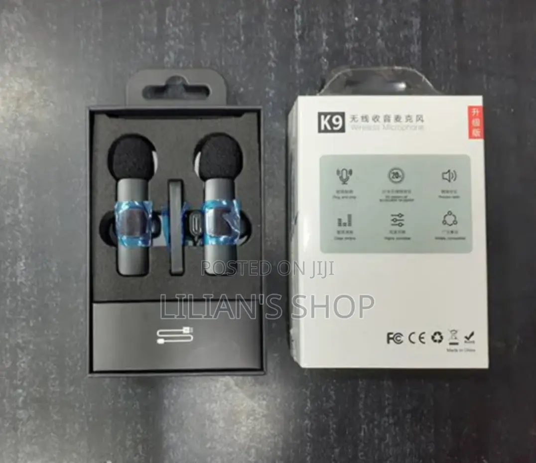Black Modern Duo Wireless Microphone for iPhone