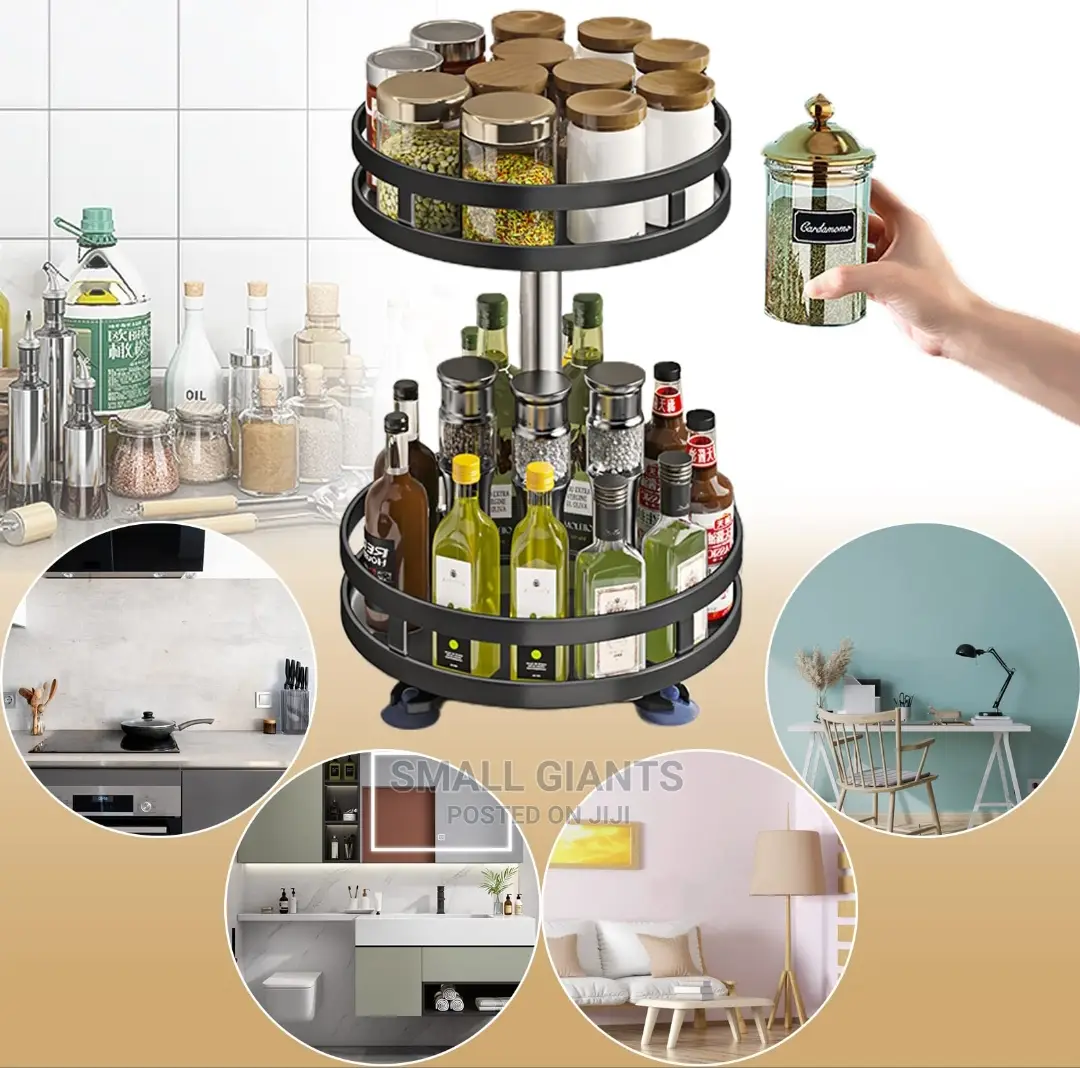 2-Tier 360° Rotatating Kitchen Trolley Spice Storage Rack