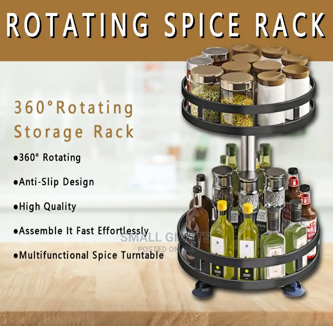 2-Tier 360° Rotatating Kitchen Trolley Spice Storage Rack