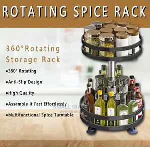 2-Tier 360° Rotatating Kitchen Trolley Spice Storage Rack
