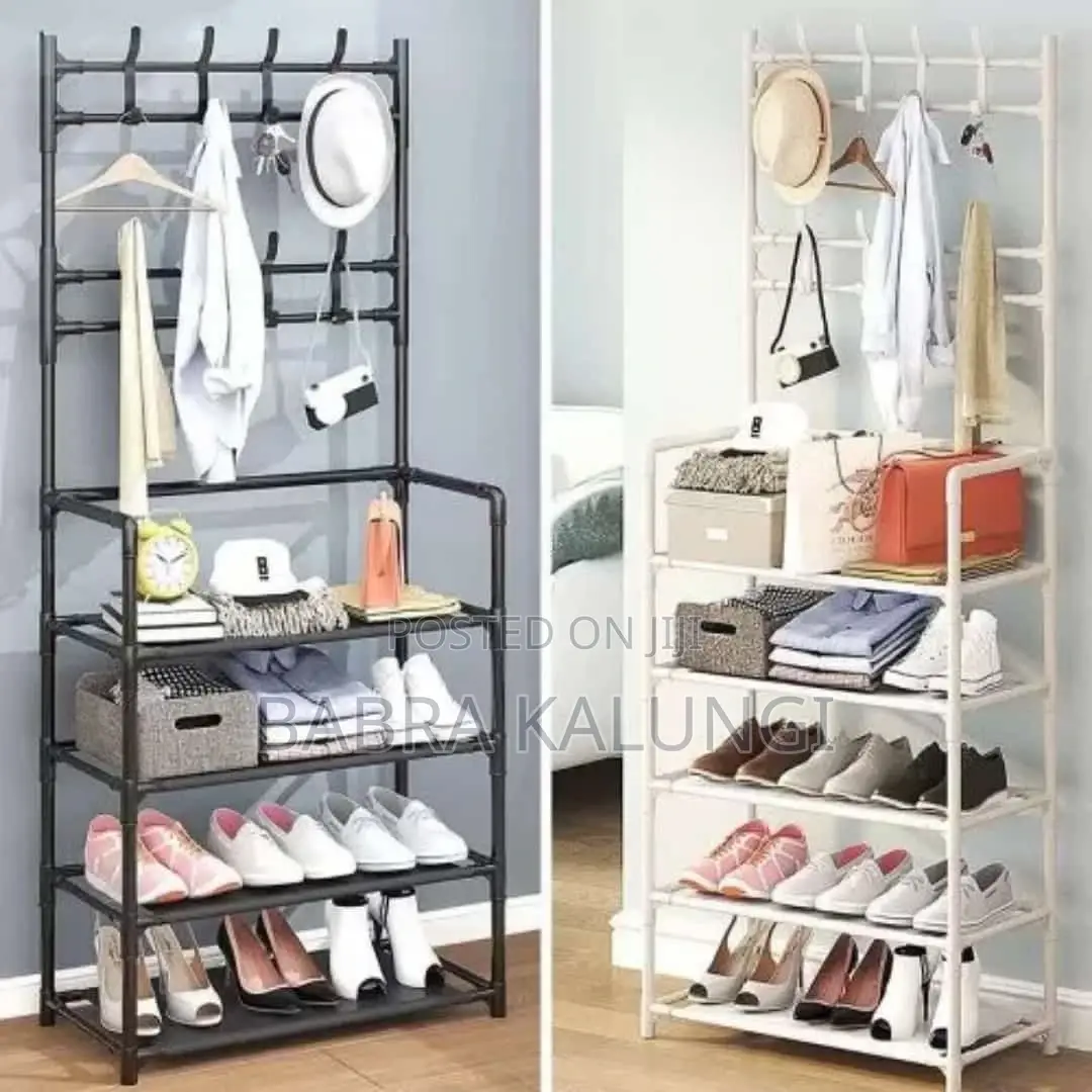 Multi_ Functional Hat Coat Stand With 5 Tier Shoe Rack