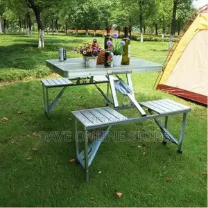 Foldable Outdoor, Aluminum Picnic Camping Table ,Silver