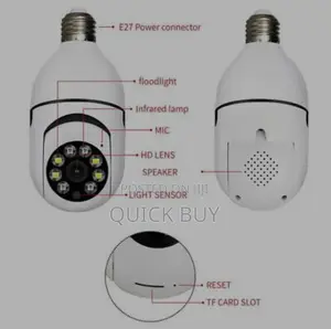 360° Panoramic Wifi IR IP E27 Light Bulb Camera 1080P HD