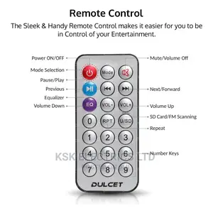Bluetooth Dulcet DC-2020X Single Din Car Stereo, Size: 6.3