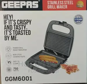 2 Slice Geepas Grill Maker - Black