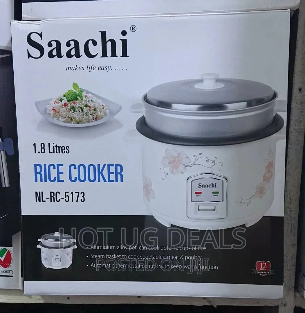 1.8L Rice Cooker With Steamer Pan -White
