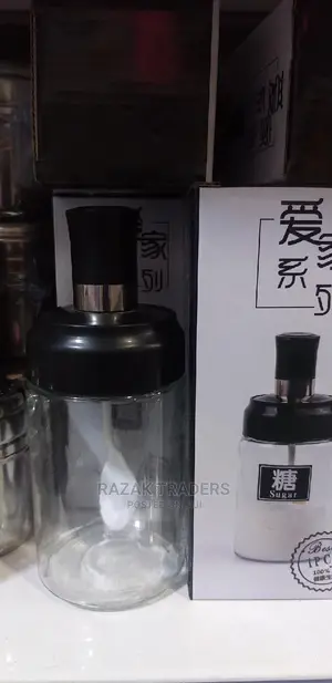 Clear Glass With Integrated Spoon for Storing Spices