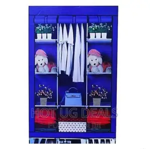 3 Column Portable Wardrobe- Blue, Not Assumed