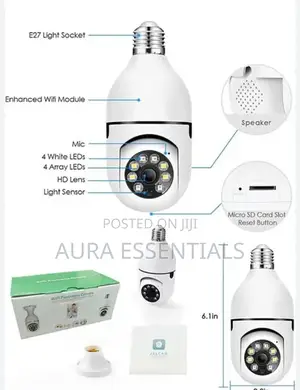 360 Panoramic Wifi IR IP E27 Light Bulb Camera 1080P HD