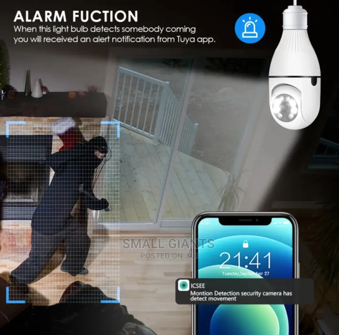 1080P HD 360° Security Wifi Camera, E27 Bulb Camera