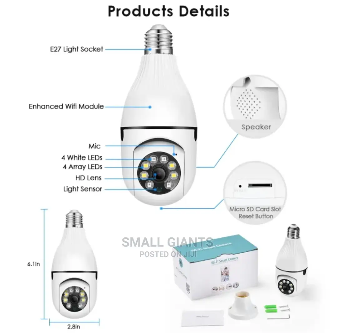 1080P HD 360° Security Wifi Camera, E27 Bulb Camera