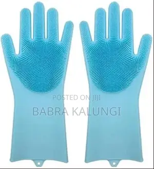 1 Pair of Bathroom Kitchen Silicone Cleaning Hand Gloves