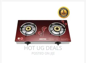 Double Glass Top Gas Stove Cooker Geepas - Maroon