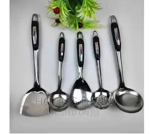 5 Pcs Stainless Steel Cooking/Serving Spoons -Silver