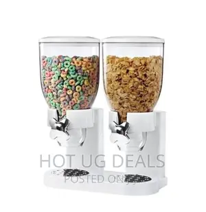 Double Kitchen Food Cereal Dispenser- White