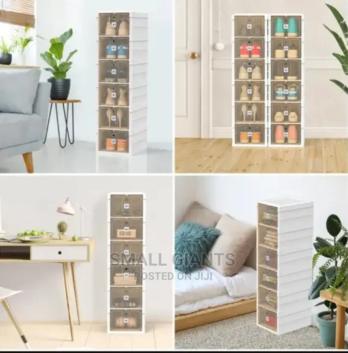 6-Tier Stackable Clear Plastic Shoe Storage Rack