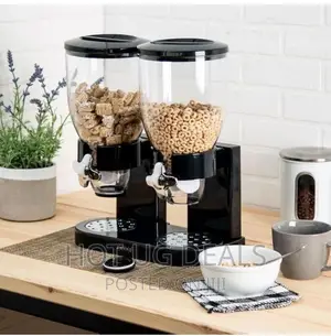 Double Kitchen Food Cereal Dispenser Storage Organizer-Black