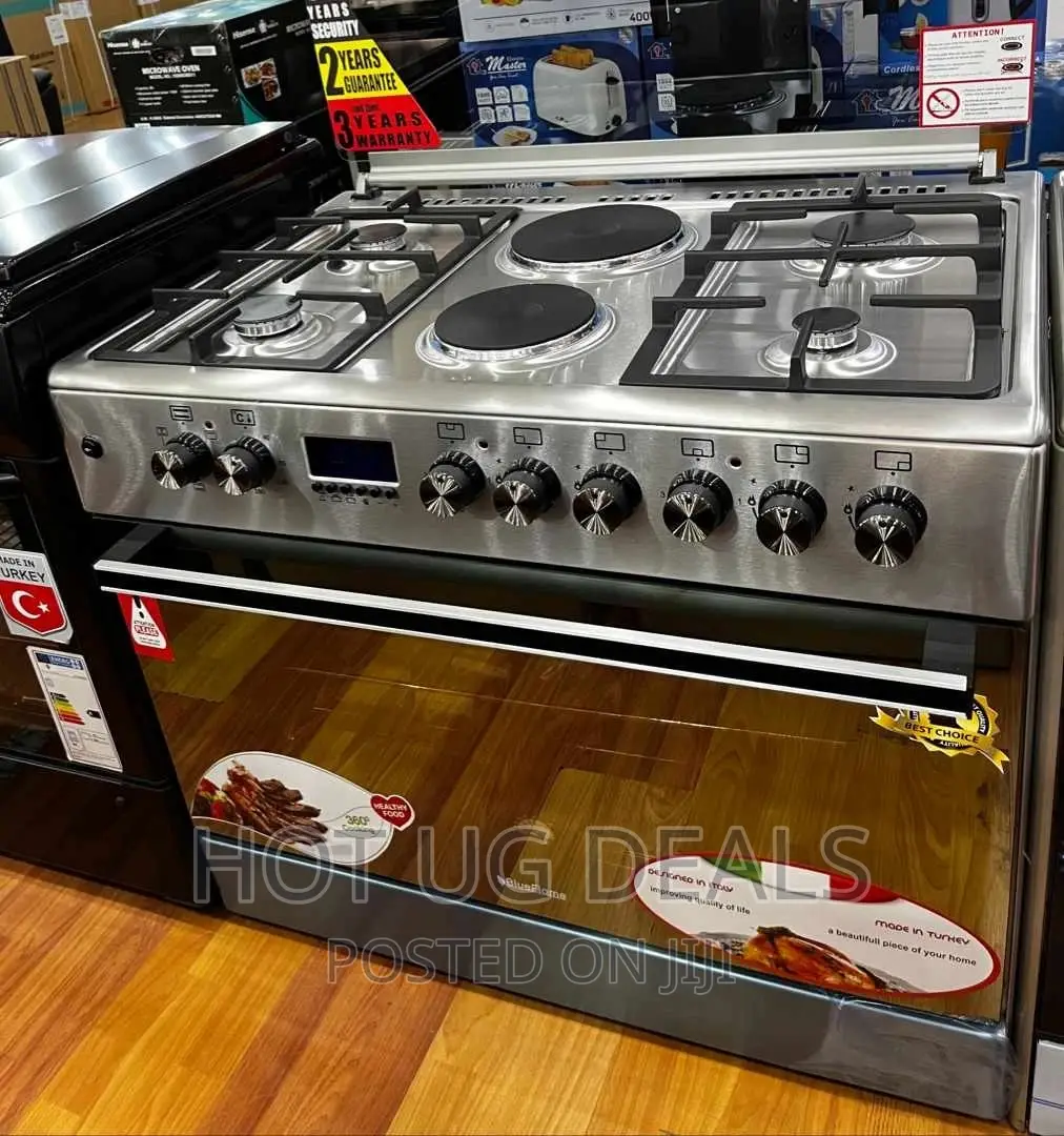 Blue Flame Cooker 90*60cm 4 Gas + 2 Electric Plates- Silver
