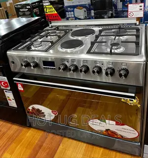 Blue Flame Cooker 90*60cm 4 Gas + 2 Electric Plates- Silver