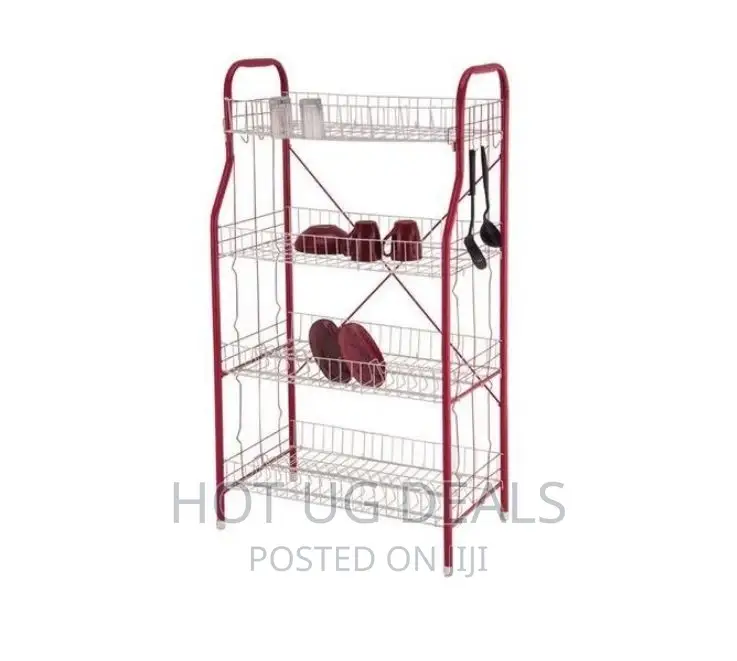 4 Tier High Quality Dish Drainage Rack - Red
