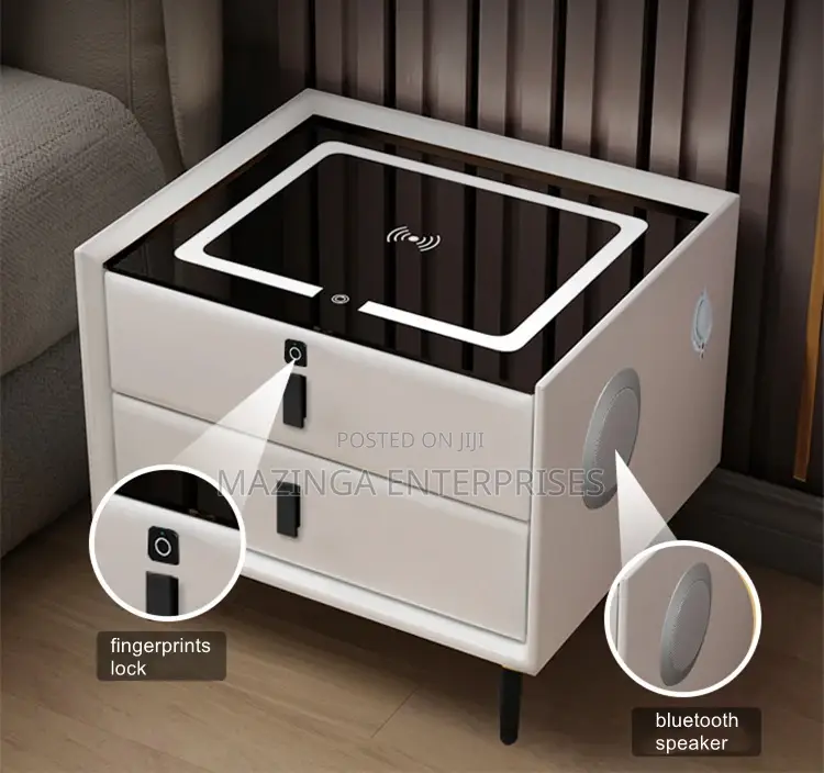 Smart Bedside Drawer(Wireles Chagr Speaker,Fingrprnt Lock)