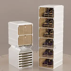 6 Tier Stackable Clear Plastic Shoe Storage Rack