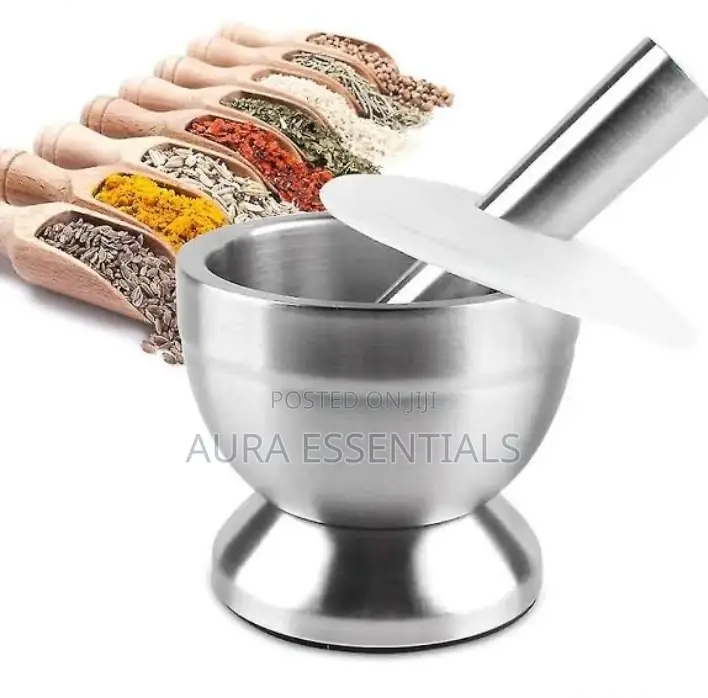 Stainless Steel Mortar Snd Pestle Set With Lid for Home Use
