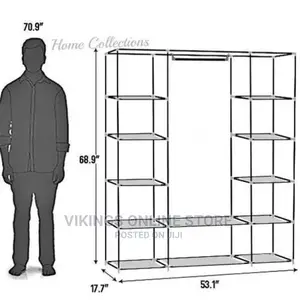 3 Column Cloth Wooden Wardrobe –