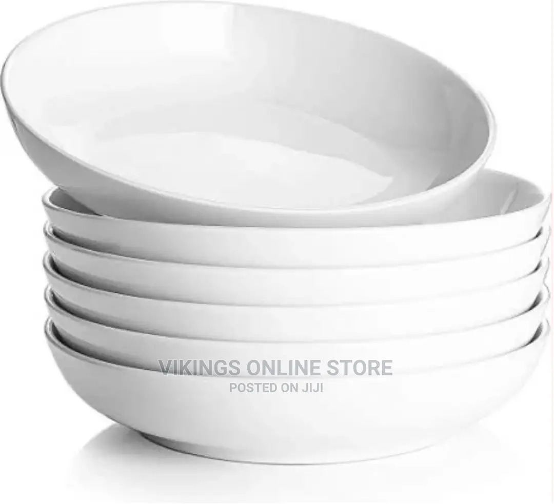 6 Pieces of Deep Soup Plates Bowls, White