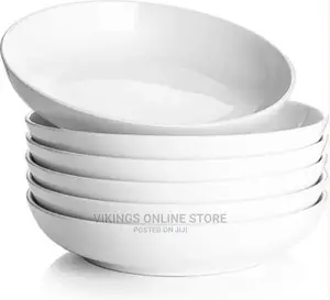 6 Pieces of Deep Soup Plates Bowls, White